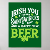 Irish You Merry Saint Patrick's Day Happy New Beer Poster (Vorne)