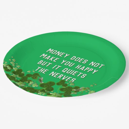 Irish Zitat mit Kleeblättern Pappteller (Schrägansicht)