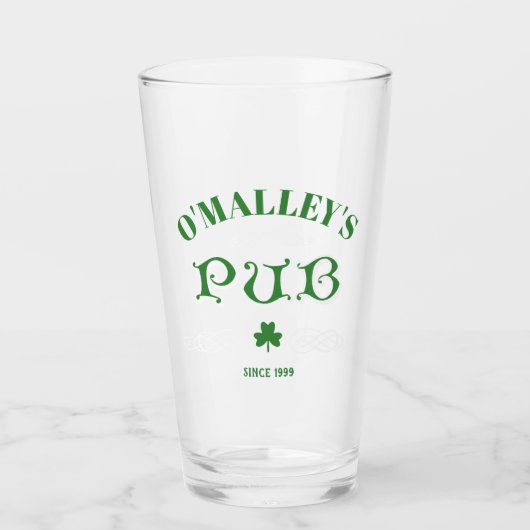 Irish Zuhause Pub Kleeblatt Name hinzufügen Glas (Vorderseite)