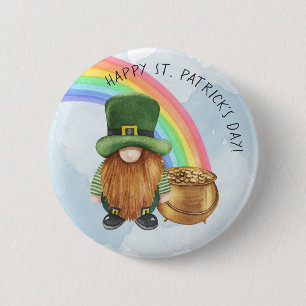 Irishcher Gnom Topf mit Gold St. Patrick's Day ind Button
