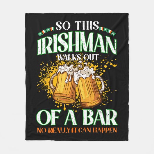 Irishman Drinking Beer St. Patrick's Day Fleecedecke (Vorderseite)