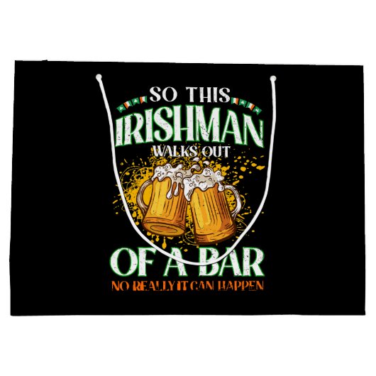 Irishman Drinking Beer St. Patrick's Day Große Geschenktüte (Rückseite)