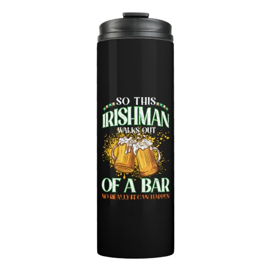 Irishman Drinking Beer St. Patrick's Day Thermosbecher (Vorderseite)