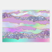 Irisierend rosa blaue glänzende Folie Glitzer eleg Geschenkpapier Set (Vorderseite 2)