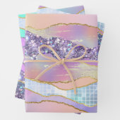 Irisierend rosa blaue glänzende Folie Glitzer eleg Geschenkpapier Set (Beispiel)
