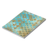 Irisierende Aquamarine Gold Glitzer Meerjungfrau F Notizblock (Rotiert)