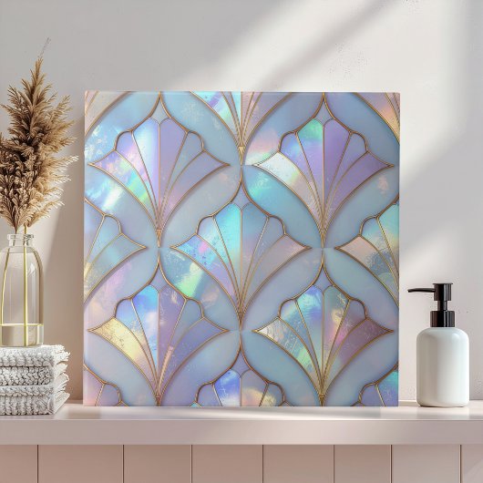 Irisierende Art Deco Glasmalerei ID1177 Fliese
