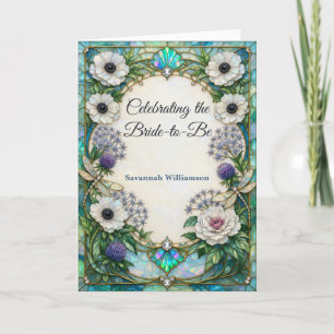 Irisierende Art Nouveau Botanische Hochzeitsdusche Karte