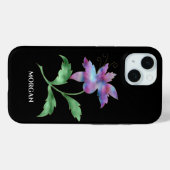 Irisierende Blume auf Schwarz, Name Case-Mate iPhone Hülle (Rückseite (Horizontal))
