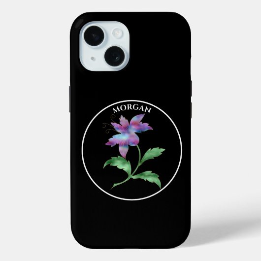 Irisierende Blume, Schwarzer Kreis auf Schwarz, Na Case-Mate iPhone Hülle (Rückseite)