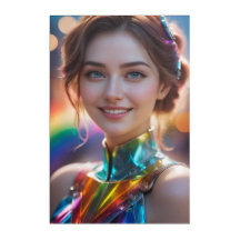 Irisierende Cyberpunk-Muse Prismatisches Porträt