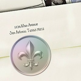 Irisierende Fleur-de-Lis-Umschlag-Siegel geprägt  Runder Aufkleber