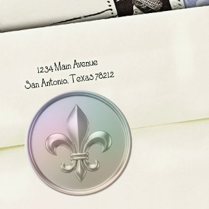 Irisierende Fleur-de-Lis-Umschlag-Siegel geprägt Runder Aufkleber