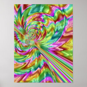 Irisierende Flüssigkeitswelle psychedelische Frakt Poster
