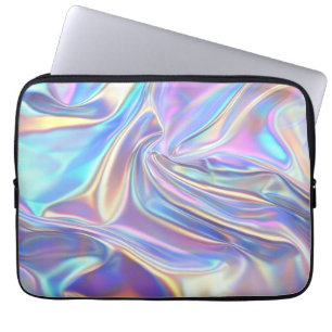 Irisierende glänzende Metallstoff, Türkis Gold Lil Laptopschutzhülle