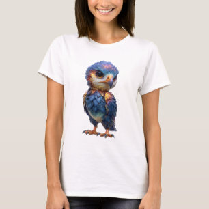 Irisierende Himmels-Eulenküken-Frauen T-Shirt