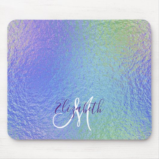 Irisierende Hübsche Personalisierte Monogramm Mousepad (Vorne)
