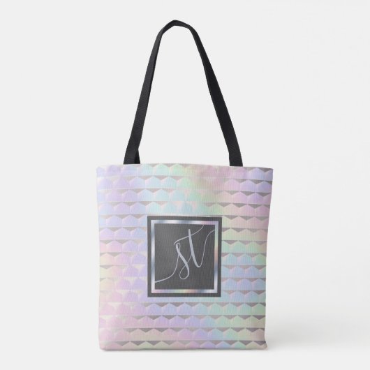 Irisierende Imitat Holografisches Muster Monogramm Tasche (Rückseite)