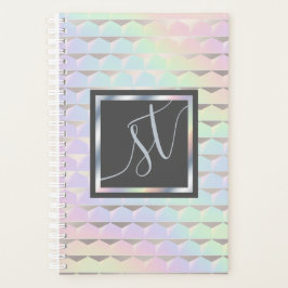 Irisierende Imitate Holografisches Muster Monogram Planer