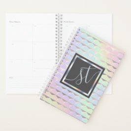 Irisierende Imitate Holografisches Muster Monogram Planer