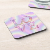 Irisierende LIEBE Pink Lavender Untersetzer Set (Linke Seite)