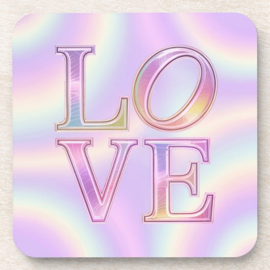Irisierende LIEBE Pink Lavender Untersetzer Set (Vorderseite)