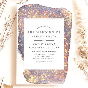 Irisierende Lila Gold Glitter Hochzeitseinladung Einladung