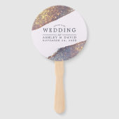 Irisierende Lila Gold Glitzer Chic Wedding Fächer (Vorderseite)