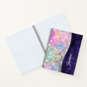 irisierende lila Imitate Glitzer Monogramm Notizblock (Innenseite)