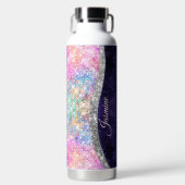 irisierende lila Imitate Glitzer Monogramm Trinkflasche (Vorderseite)
