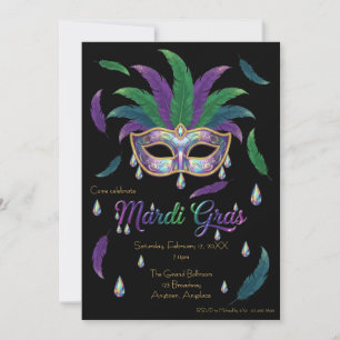 Irisierende Mardi-Gras-Party Einladung