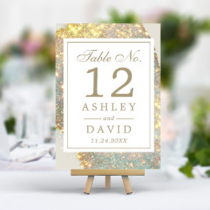 Irisierende moderne Glitter-Hochzeitstisch-Nummer  Tischnummer