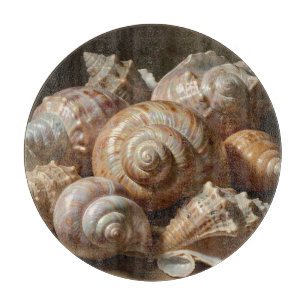 Irisierende Muschel-Stillleben  Schneidebrett