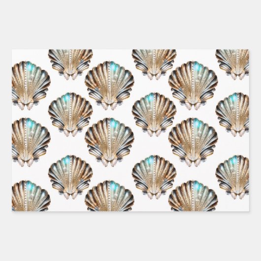 Irisierende Muscheln Muschel nahtlos Muster Strand Geschenkpapier Set (Vorderseite 3)