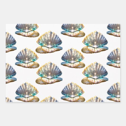 Irisierende Muscheln Muschel nahtlos Muster Strand Geschenkpapier Set (Vorderseite 2)