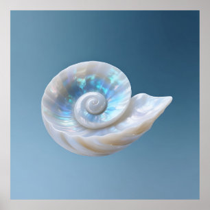 Irisierende Nautilus-Schneckenspirale Poster
