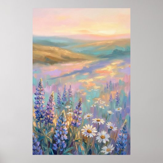 Irisierende Pastell-Blumenkunst Poster (Vorne)