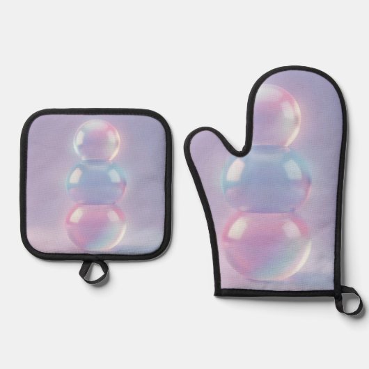 Irisierende Pastell-geschichtete Kugeln Träumerisc Ofenhandschuh & Topflappen-Set (Vorderseite)