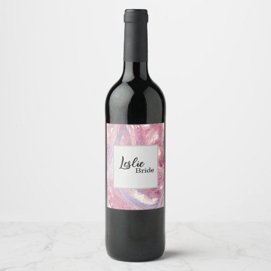Irisierende rosa und violette Pailletten Weinetikett (Vorderseite)