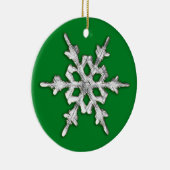 Irisierende Schneeflocke auf Pine Green Keramik Ornament (Rechts)