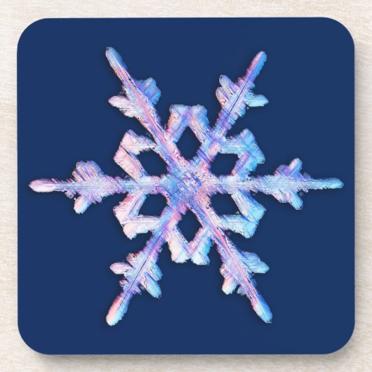 Irisierende Schneeflocke in dunkelblau Getränkeuntersetzer (Vorderseite)