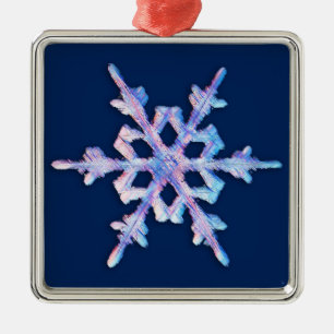 Irisierende Schneeflocke in dunkelblau Ornament Aus Metall