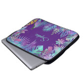 Irisierende tropische Blätter, Aquamariner Name, L Laptopschutzhülle (Vorne Knopf)