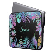 Irisierende tropische Blätter, Aquamariner Name, s Laptopschutzhülle (Vorderseite Links)