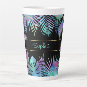 Irisierende tropische Blätter, DIY Türkis Name, Sc Milchtasse