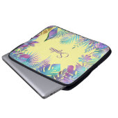 Irisierende tropische Blätter geben Lila Namen, ge Laptopschutzhülle (Vorne Knopf)