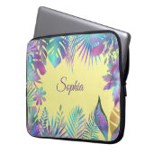 Irisierende tropische Blätter geben Lila Namen, ge Laptopschutzhülle (Vorderseite Links)