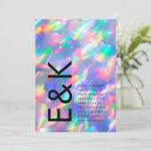 Irisierende ultramoderne QR CODE-UAWG Hochzeit Einladung (Stehend Vorderseite)