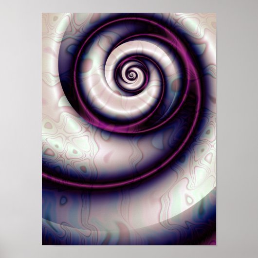 Irisierende violette Spiral Abstracte Fraktal Kuns Poster (Vorne)
