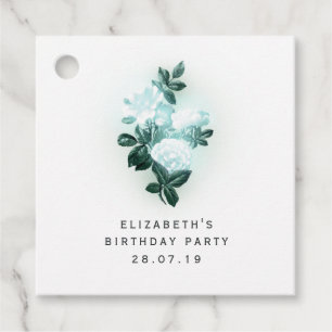 Irisierende Weiße Rosen und Aquamarine Spitzen Geschenkanhänger